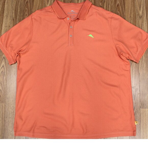 BIG 2XL, 2XB | TOMMY BAHAMA POLO SHIRT COTTON/POLY PEACH & LIME GREEN - Picture 1 of 4